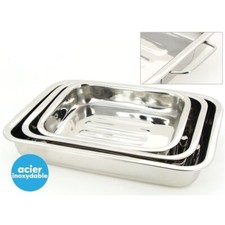 LOT DE 3  Plat a four en acier inoxydable  -25cm - 30cm et 35cm