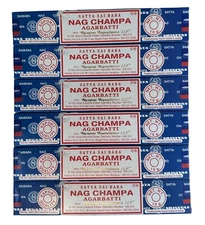 Original Blue Box Satya Nag Champa Incense Sticks: Lot of 6 x 15 Gram Boxes = 90