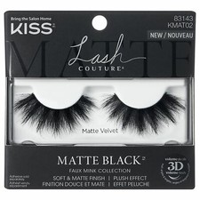 Kiss Matte Black Faux Mink False Lashes - Matte Velvet - 1 Pair and Lash Glue