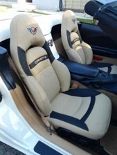 Chevy C5 Synthetic Leather Sports Seat Covers In Oak & Black Color (1997-2004)