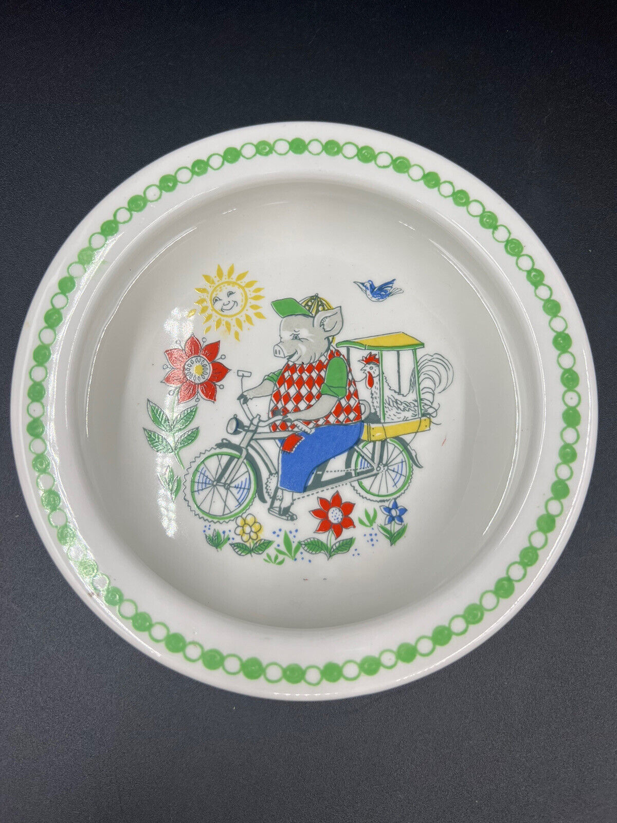 Vintage Figgjo Flint Baby Bowl Scandinavian Nursery Ware 1970s