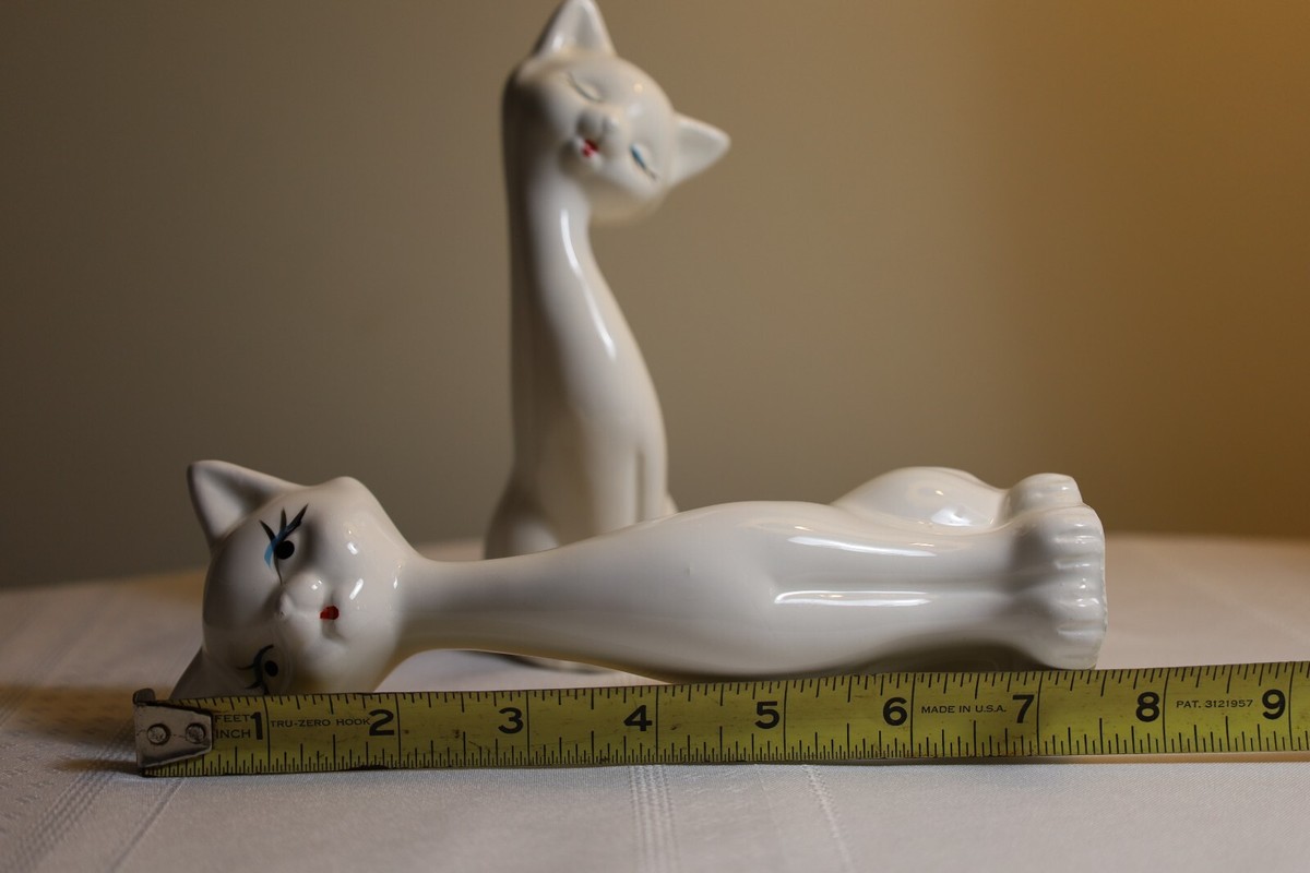 Vintage 1960's Long Neck Kitty Cat Ceramic Figurines ~ Set of 2 | eBay