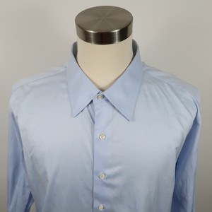 Wilfred Newman botones para hombre de mano a medida Ls Camisa Azul Claro  Sin Etiqueta Grande? | eBay