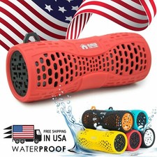 EMB Rechargeable Waterproof Speaker Outdoor Wireless Shower - Red w/ Bluetooth