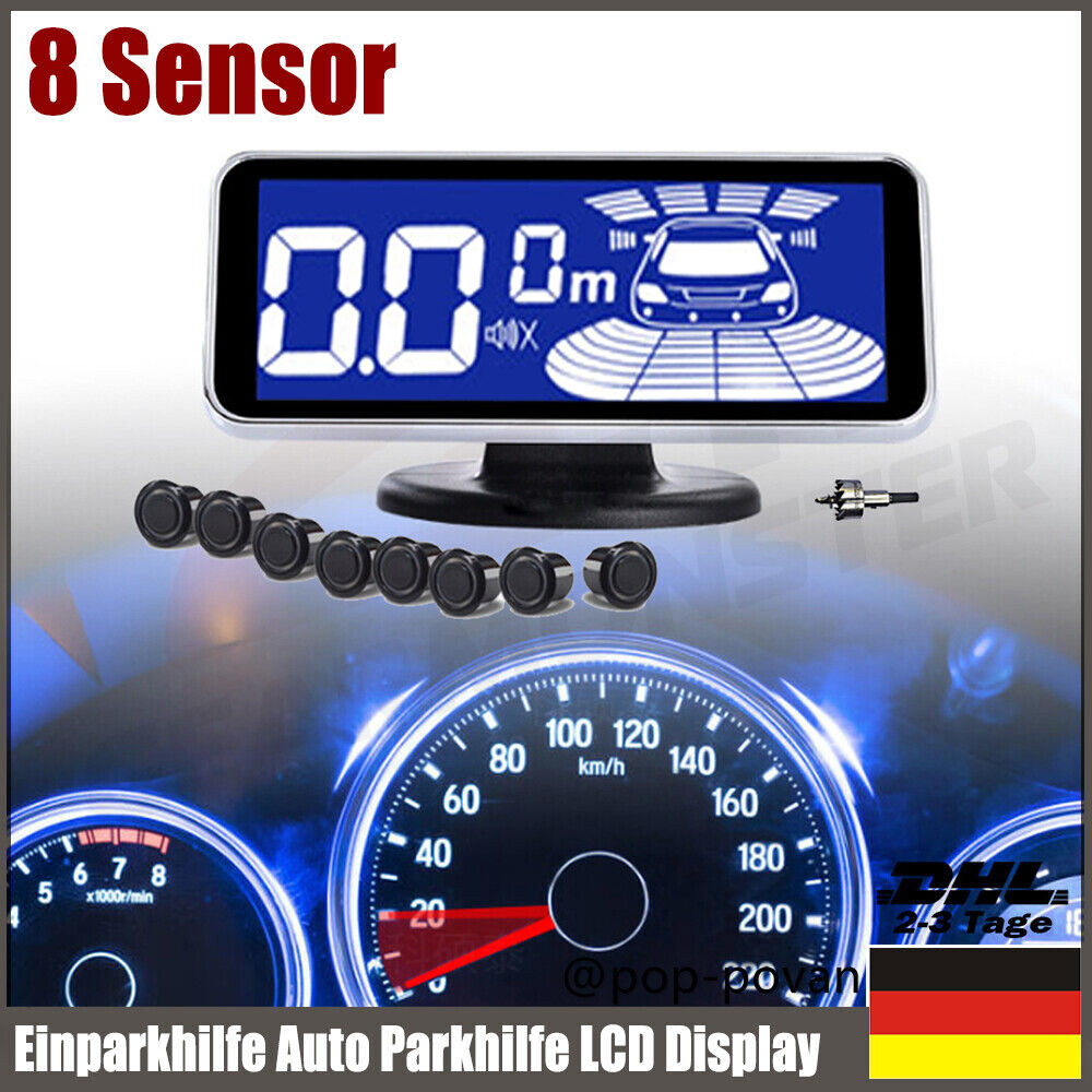 PDC Parkhilfe CoCar Einparkhilfe Mit 8 Sensoren – Rückfahrwarner Mit LED-Anzeige & Signalton Einparkhilfe Zum Nachrüsten