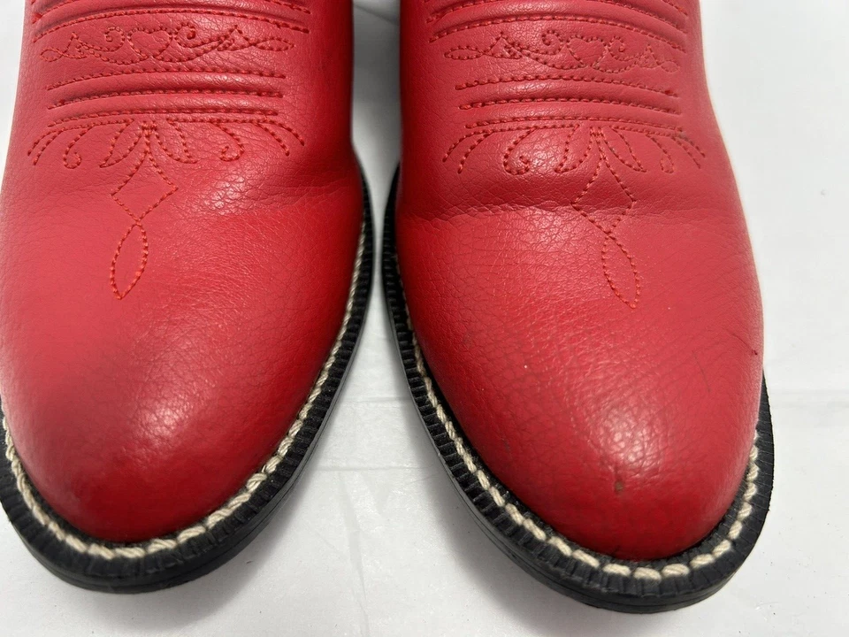 Justin Bota Vaquera Niños Western Talla 2 D Estilo JK100 Cuero Rojo #73 JS Foto 4 de 4