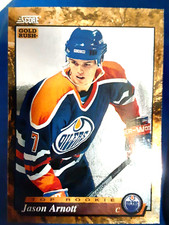 1994-95 Score GOLD RUSH TOP ROOKIE Jason Arnott Edmonton Oilers Card #594 RC MVP. rookie card picture