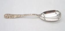 STIEFF STERLING SILVER SUGAR SPOON REPOUSSE HANDLE MONO ON BACK