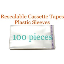 Resealable Outer Replacement Plastic Sleeves for CASSETTE TAPES 100 pieces