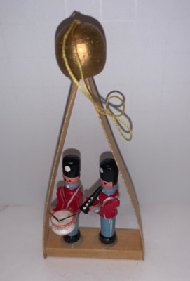 Vintage Triangle Tree Shaped Balsa Wood Wood Soldiers with Drum & Bugle