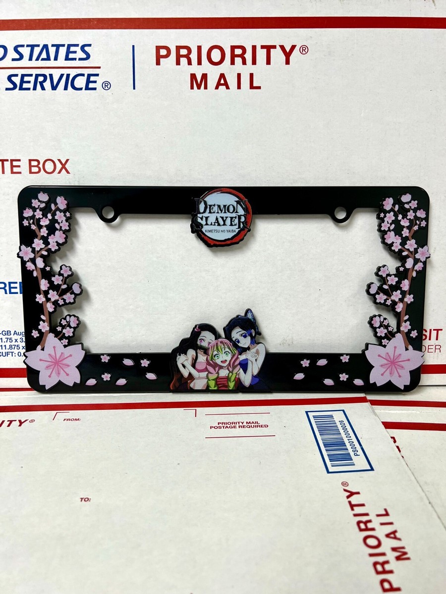 Demon Slayer License Plate Frame featuring Nezuko, Shinobu