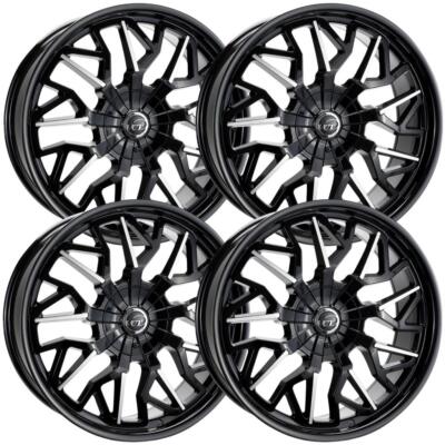 (Set-4) VCT Cyclone 22x8.5 5x110/5x115 38mm Black Machined wheels rims 22 Inch