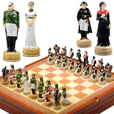 Chess set Russia Germany WW 1 chess Men 32 hand painted  Pieces - 