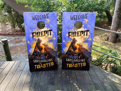 FADEPROOF Cornhole Board Wraps Laminated  /  Welcome to our Fire Pit