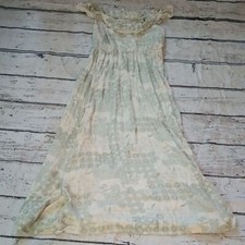 Wonderly Ivory Green Print Smocked Flowy Boho Maxi Dress M