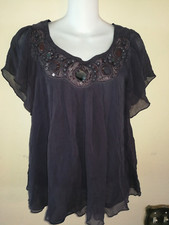 Pre owned Women's Marc Jacobs Bluish Gray Silk Decorated Lightweight Top Size S