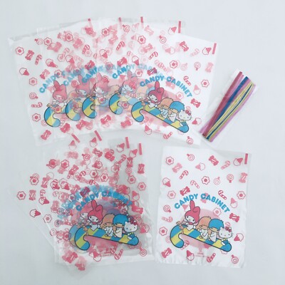 Vintage Sanrio Store Hello Kitty Candy Cello Bags and Twist Ties 1976 10 PCs