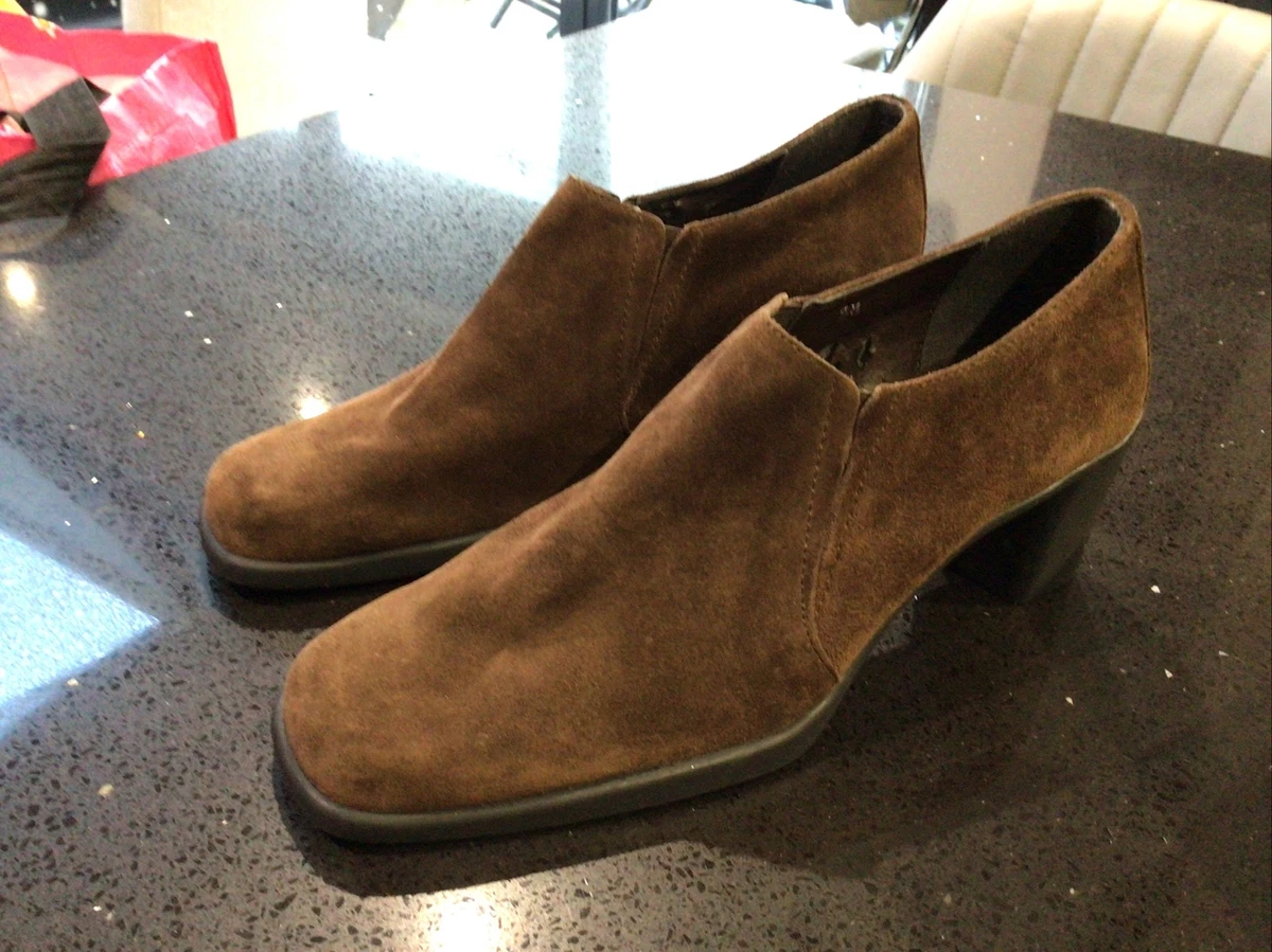 Ladies M S FOOTGLOVE Brown Real Suede High Front Shoes Size 5.5 Wider Fit Bnnb