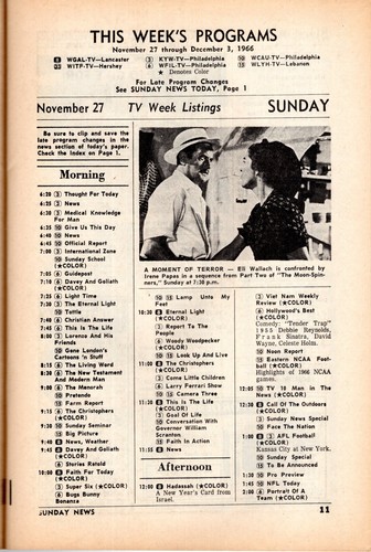 Philadelphia PA Sunday News TV Week 27 de noviembre - 3 de diciembre de 1966 ROAD WEST Guía regional - Imagen 3 de 4