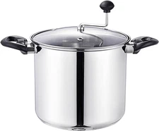 Manual Stovetop Popcorn Popper, Stainless Steel Popcorn Maker with Stirring Rod,