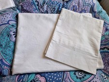 White Linen 120x180cm Linen/Cotton Bedding, DUVET COVER + PILLOWCASE Circa 1950