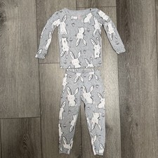 Carters 2pc Easter Long Sleeve Top And Pants Pj Set Bunnies Grey 2T