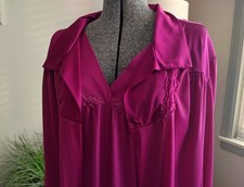 Vintage 1990s Vanity Fair Peignoir Set Purple 2X XXL Satin Robe Nightgown USA