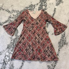 Maeve Dress Womens Size S Brown Multi Erina Bell Sleeve Knit Tweed Fit Flare