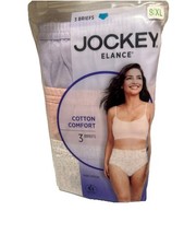 3 Pair Womens Jockey Elance 100 Cotton Comfort Briefs - Size 8 XL New in Pkg.