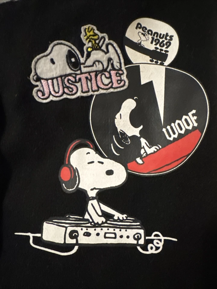 Justice Peanuts And Snoopy Varsity Jacket Girls Size 10 Medium Snap Front - Image 2 of 4