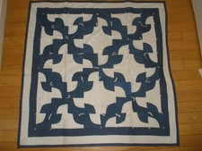 Handmade Knotted Quilted Lap Quilt Blue White 32"x32" SU105