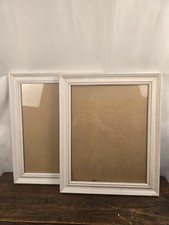 Set Of 2 White Washed Rustic Wood Picture Frames W/Glass Photo Size 14 X 11"