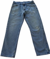 Vintage 90s Wrangler Relaxed Fit Jeans 34x32 Faded Blue Straight Leg Denim