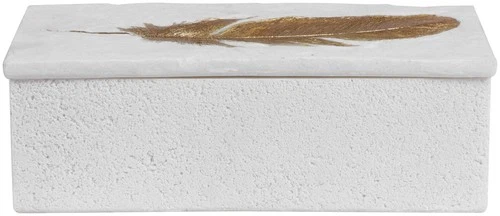 Uttermost 17724 Nephele 4-1/8" Tall Polyresin Boxes - Aged White / Gold - Picture 3 of 4