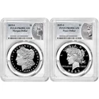 2pc Set - 2025-S $1 Proof Morgan and Peace Silver Dollar PCGS PR69DCAM Morgan