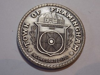 Massachusetts TOWN OF FRAMINGHAM / 1700 1975 / 275TH ANNIVERSARY Sterling BU