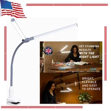 DuoPro Clamp LED Lamp 6,000K, 2,100 Lux at 12" 4 Level Anti-Glare Adjustable Arm