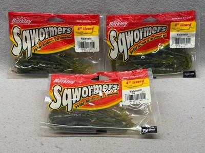 Obsolete Vintage Berkley 4''  Sqwormers Lizards (3) 15 Pks