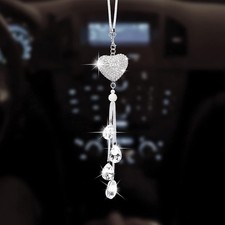 Cobee Heart Diamond Car Hanging Bling Pendant, Crystal Rear View Mirror Charm...