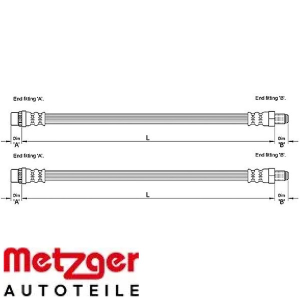 2X Bremsschlauch Metzger 4110261 2 BremsschläUche Rechts Links Vorne-image