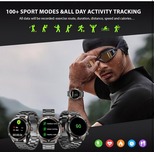 Smartwatch dla mężczyzn Bluetooth Odbieranie / wykonywanie połączenia, luksusowy smartwatch AMOLED 1,43" - Zdjęcie 6 z 7