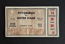Notre Dame Irish vs Pittsburgh  Panthers 1931 College football ticket stub