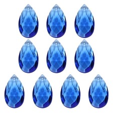 10 Pack K9 Crystal Pendants Teardrop Beads 38mm Chandelier Prisms DIY Blue