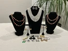 Vintage Lot of Costume Jewelry 17 Pieces Necklaces and Earrings All Wearable #18