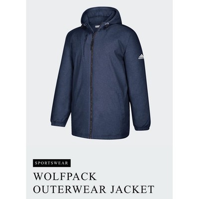 Adidas Wolfpack Men Navy Blue Hooded Full Zip Performance Jacket NWT Streetwear