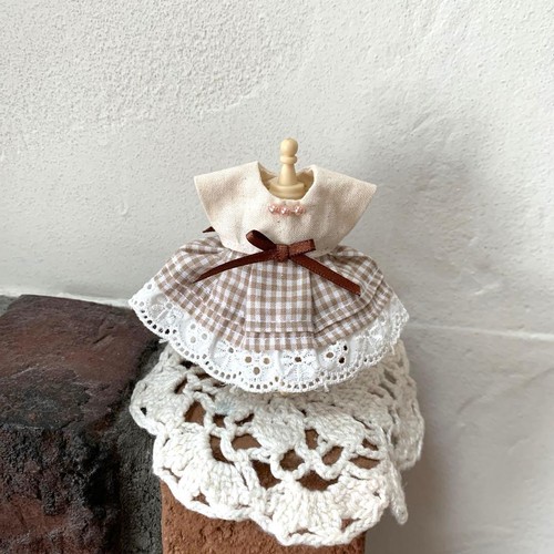Handmade doll clothes, Sylvanian mother size, dress-up, one-piece dress