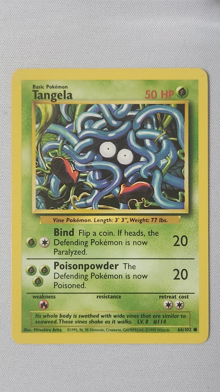 Tangela 66/102 Pokemon Card TCG Base Set Unlimited Non Holo MP