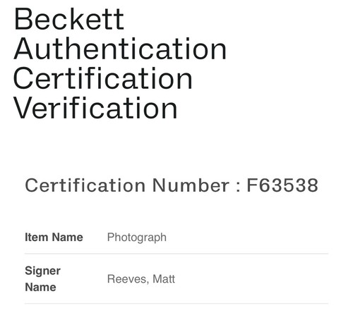 BGS Beckett Authentic MATT REEVES Signed 8x10 Picture Cloverfield Director - Picture 2 of 2