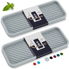 Kitchen Sink Organizer Tray 2 Pack Silicone Sponge Soap Holder for Sink Bathroom