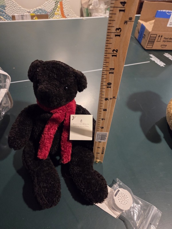 Pottery Barn OLIVER TALKING BEAR New Wtags BLACK PLUSH NO LONGER MADE TEDDY BEAR